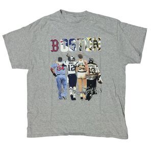 Boston Sports Legends T Shirt Gray Brady Bird Thomas Ortiz Men’s Size L / XL